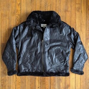 Vintage 90's Albert Duke Leather Faux Fur Lined Jacket